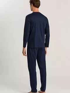 Роскошный пижамный комплект из 100% хлопка из мерсеризованного хлопка синего цвета Hanro 075109c1610